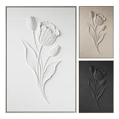 092 Frame Artwork 34 Relief Tulip flower