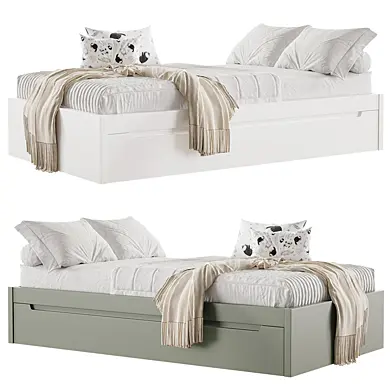 BARI White Trundle Bed