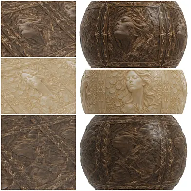 FB1239 Weathered Stone Bas-Relief covering | PBR | 3MAT | 4K
