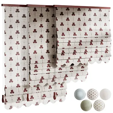 Scallop Edge Roman Blind Cottage || Roman Curtain 05