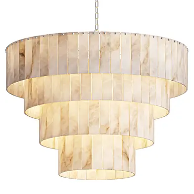 Alabaster Chandelier in Chrome