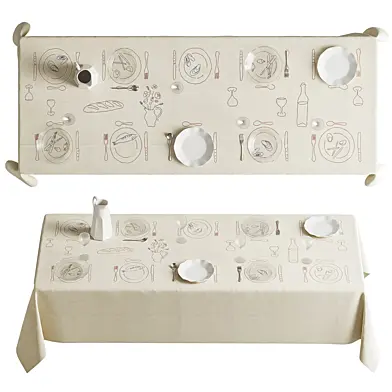 Скатерть с вышивкой Bistro Meal Tablecloth Red