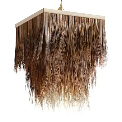 Square Boho Straw Fringe Pendant Chandelier 1303