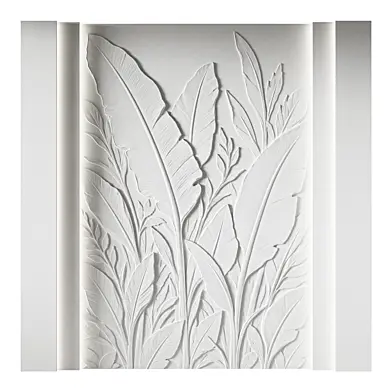 149 Decorative plaster 3D panel 106 Bas-relief "Tropic leaves"
