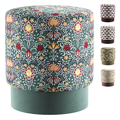 Microvelour tapestry pouff