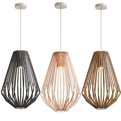 Wood Cage Pendant Lamp 02