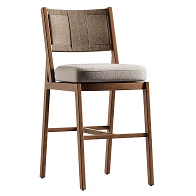 Roc Teak and Rattan Bar Stool with Ivory Sunbrella Cushion 2017