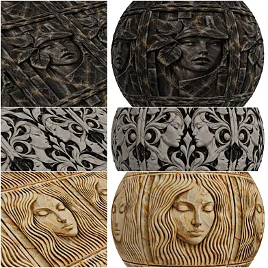 FB1251 Weathered Stone Bas-Relief covering | PBR | 3MAT | 4K