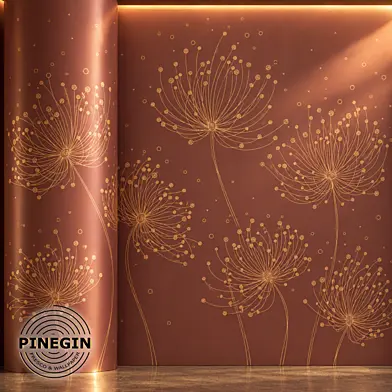 Панно Lines PINEGIN фреска обои «Полевые цветы» линии поталь фон Ncs артикул PL117