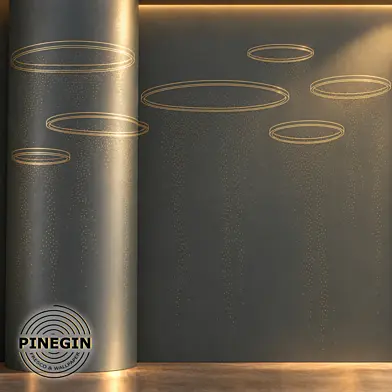 Панно Lines PINEGIN фреска обои «Овальные орбиты» линии поталь фон Ncs артикул PL114