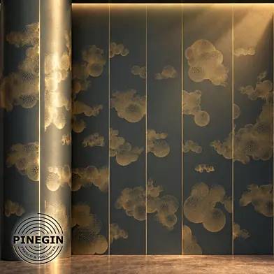 Панно Lines PINEGIN фреска обои «Воздушные сферы» линии поталь фон Ncs артикул PL004