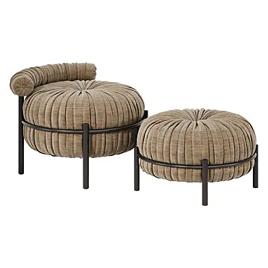 Round Ottoman with Backrest