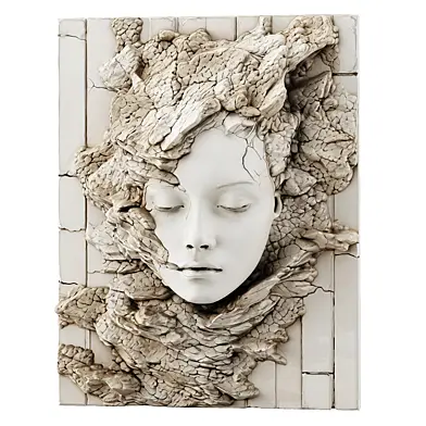 Abstract Female Face Wall Sculpture