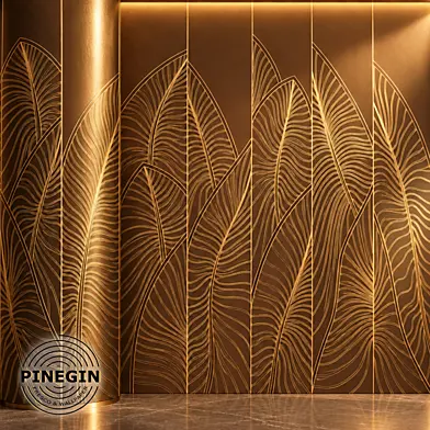Панно Lines PINEGIN фреска обои «Панель тропических листьев» линии поталь фон Ncs артикул PL092