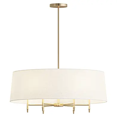 Modern Brass Fabric Drum Pendant Chandelier