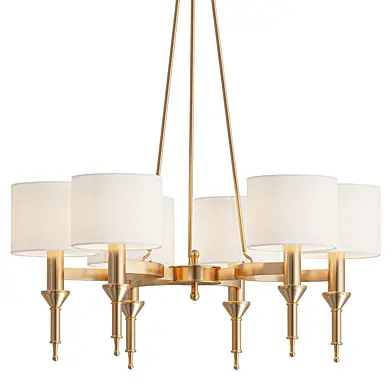 Maxim Fairmont White Shade Aged Brass Chandelier