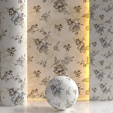 White Blue Floral Sketch Pattern