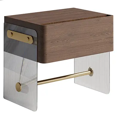 Hodge Nightstand Glossy Walnut Wood corona