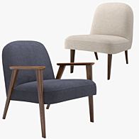 West Elm Janie Show Wood Chair Janie Slipper Chair 3D
