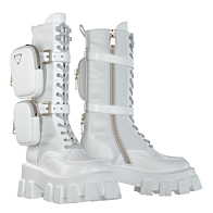 brushed rois leather and nylon monolith boots white
