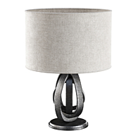 Wooden rattan table lamp L500 / Круглый настольный светильник ...