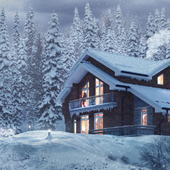 Winter house in the forest