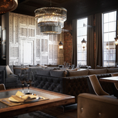 The new project of the restaurant in the style of luxury and loft