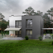 Exterior visualization of modern cottage