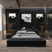 Дизайн интерьера спальни в черном цвете