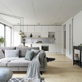 Визуализация квартиры в Стокгольме , выполненная по референсу.