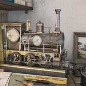 FRENCH INDUSTRIAL LOCOMOTIVE AUTOMATON CLOCK A.R. GUILMET
