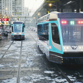 Tram and city in Unreal Engine 4