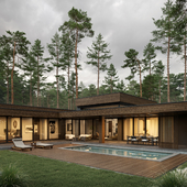 luxury cottage in a pine forest