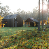 Барнхаус в осеннем лесу/Barn house in autumn forest