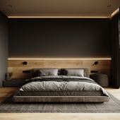 Минималистичная спальня с элементами лофта