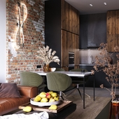 loft with glass blocks in the layout of the apartment