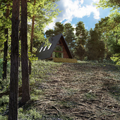 Дом в сосновом лесу (сделано по фото)