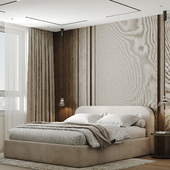 Minimalist bedroom of seventh continent residential complex in Krasnodar