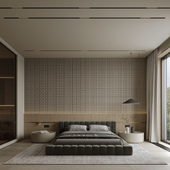 Warm cozy minimalist bedroom
