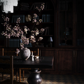 Dark wood & Delicate blooms