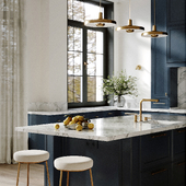 Deep blue kitchen in a private house