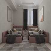 Minimalist Twin Girls Bedroom – Soft & Cozy Interior