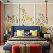 Спальня с яркими акцентами