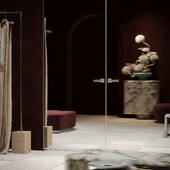 Интерьер примерочной в бутике одежды с двусторонней дверью DUO