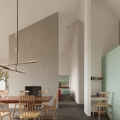 Кухня-гостинная с камином(сделано по референсу)