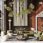 Гостиная с зеленым диваном (сделано по референсу)