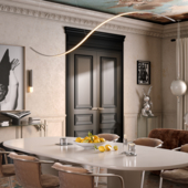 Интерьер кухни-гостиной с двойной распашной дверью Каталина от фабрики Фрамир