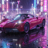 Pagani Huayra Roadster. Ночной Токио.