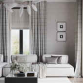 Визуализация элегантной гостиной и спальни