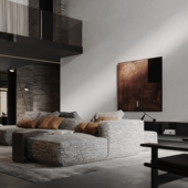 Living room with fireplace